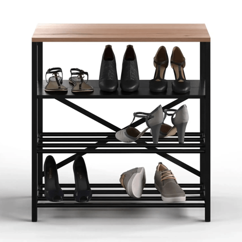 Обувница лофт GUTTA 710х690х290 (4 полки) черный/эвок